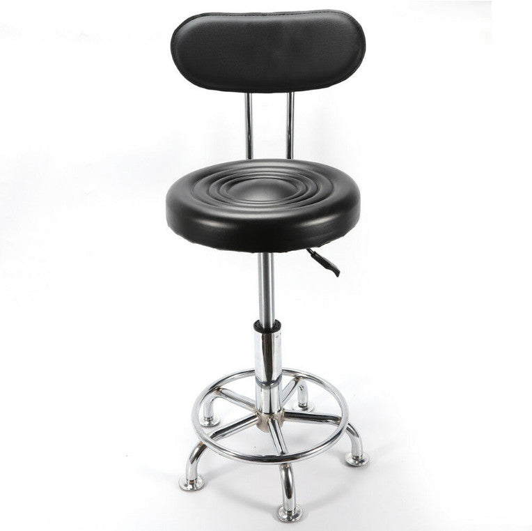 HomeRoots Modern Adjustable Black Faux Leather Swivel Bar Chair