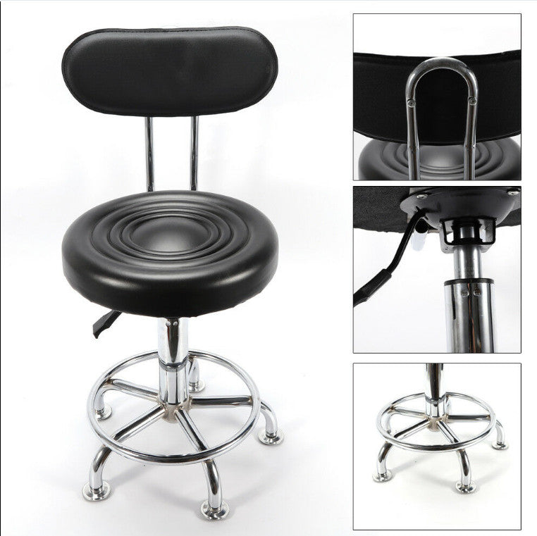 HomeRoots Modern Adjustable Black Faux Leather Swivel Bar Chair