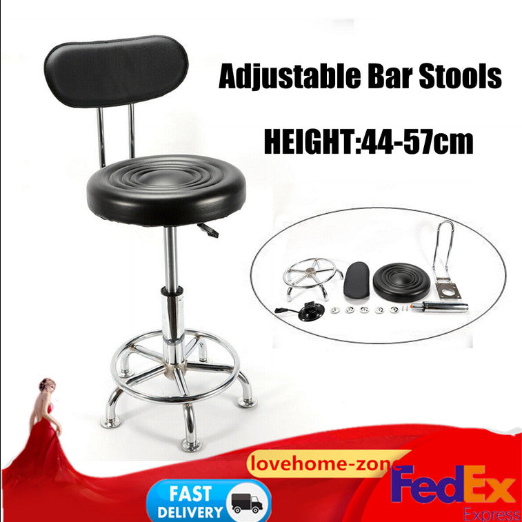 HomeRoots Modern Adjustable Black Faux Leather Swivel Bar Chair