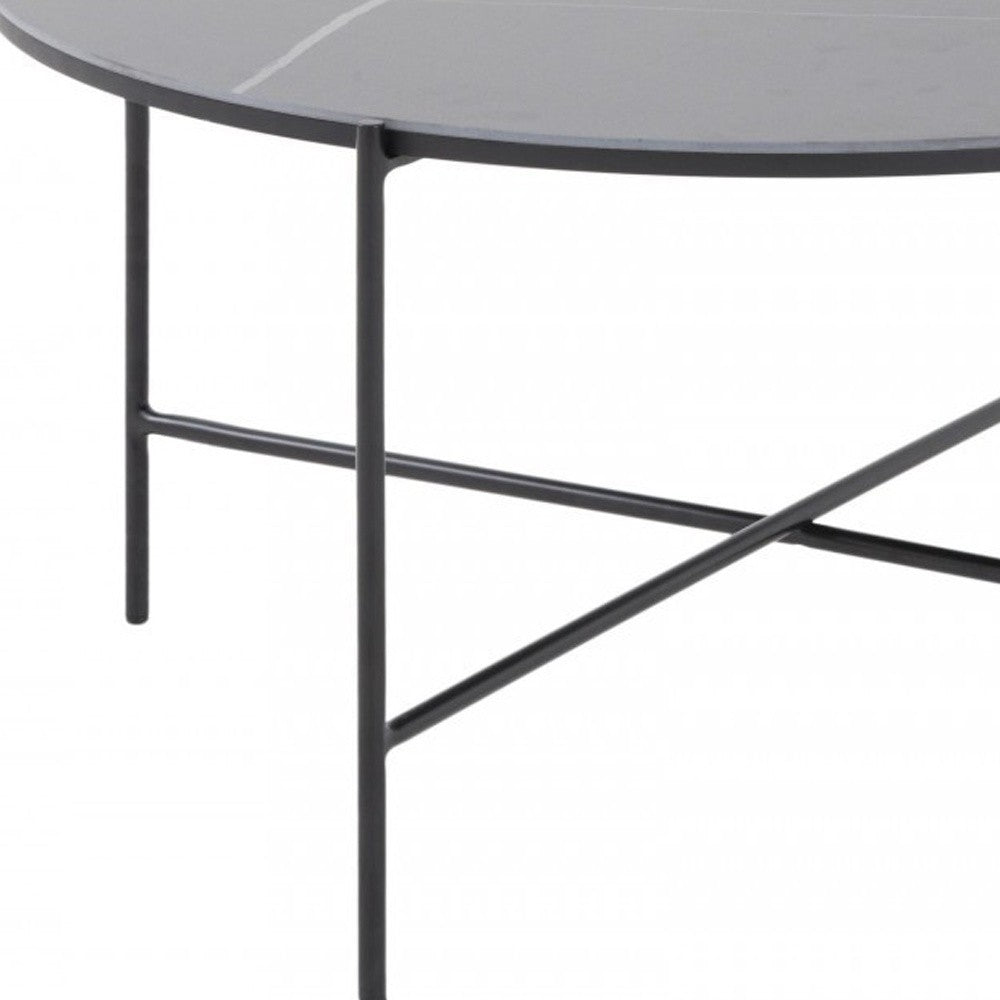 HomeRoots Modern Black Ceramic Round Coffee Table