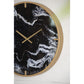 HomeRoots Modern Black Faux Marble and Gold Round Wall Clock