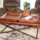 HomeRoots Modern Black Iron x Leg Wood Tray Coffee Table