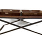 HomeRoots Modern Black Iron x Leg Wood Tray Coffee Table