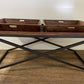 HomeRoots Modern Black Iron x Leg Wood Tray Coffee Table