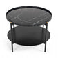 HomeRoots Modern Black Marble Painted Round Metal Coffee Table