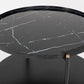 HomeRoots Modern Black Marble Painted Round Metal Coffee Table