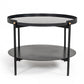 HomeRoots Modern Black Marble Painted Round Metal Coffee Table
