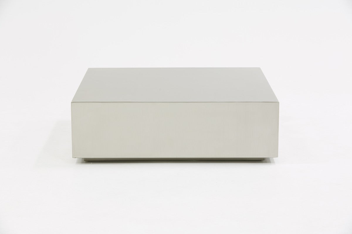 HomeRoots Modern Brushed Silver Stainless Steel Coffee Table