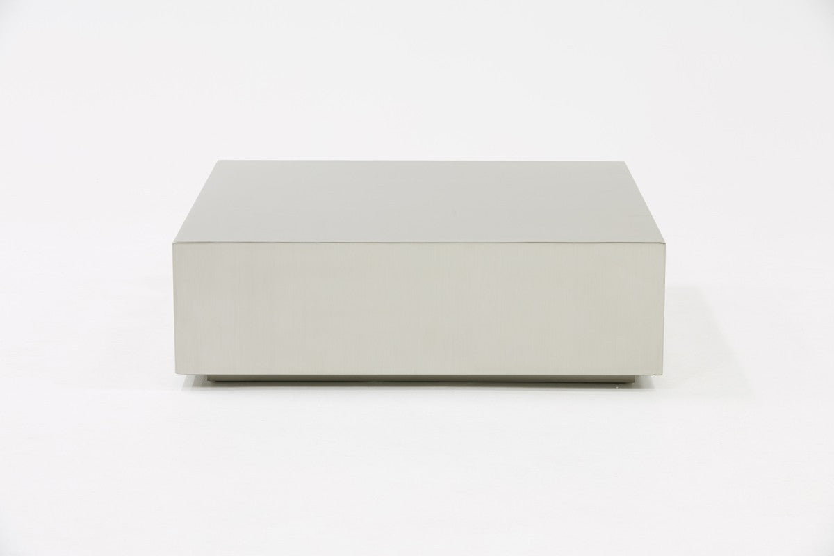 HomeRoots Modern Brushed Silver Stainless Steel Coffee Table