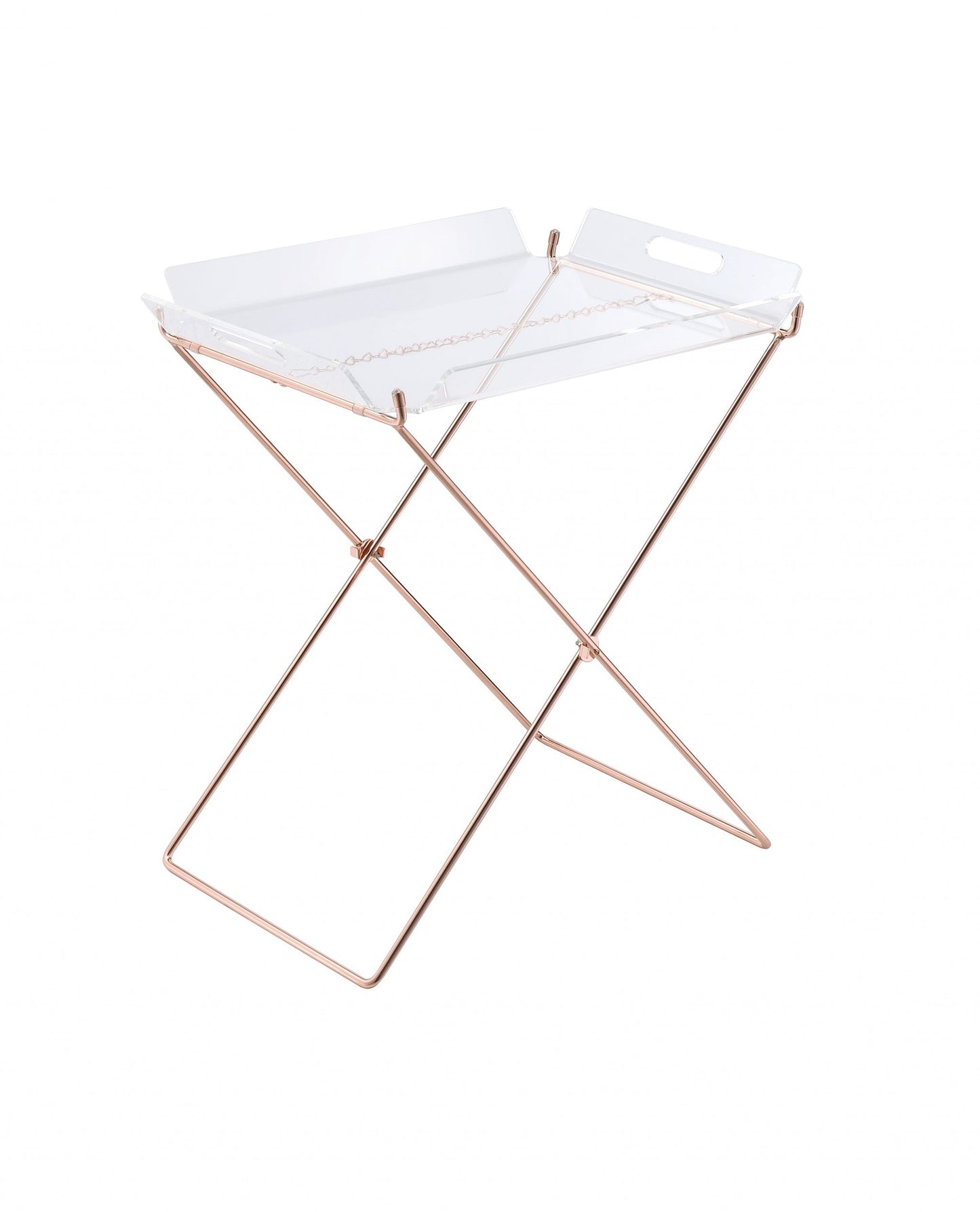 HomeRoots Modern Clear Acrylic and Copper Tray Table