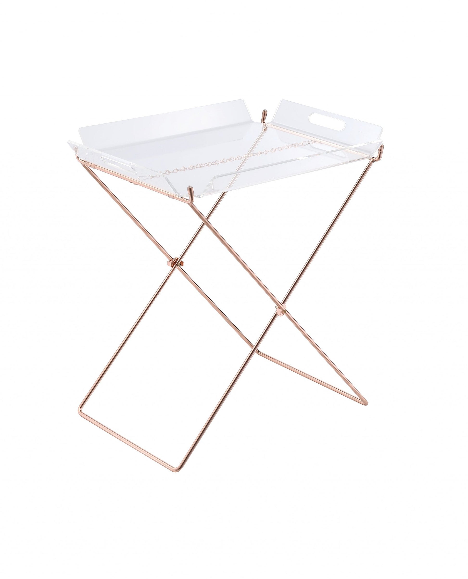 HomeRoots Modern Clear Acrylic and Copper Tray Table