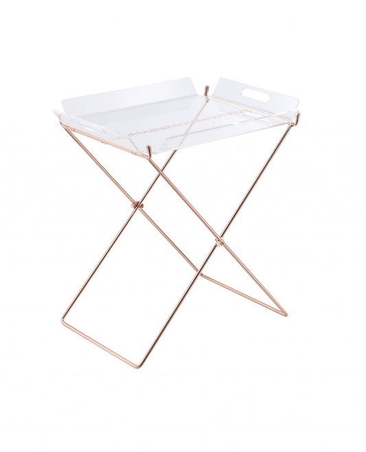 HomeRoots Modern Clear Acrylic and Copper Tray Table