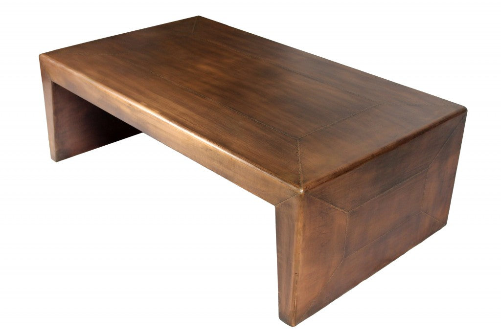 HomeRoots Modern Coffee Table With Copper Tone Finish