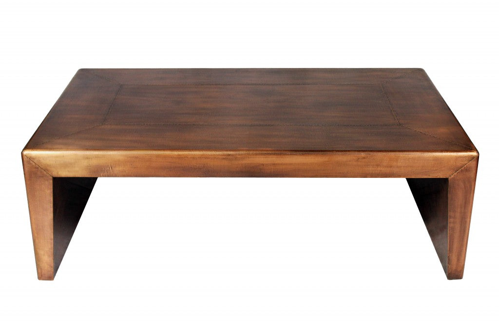 HomeRoots Modern Coffee Table With Copper Tone Finish