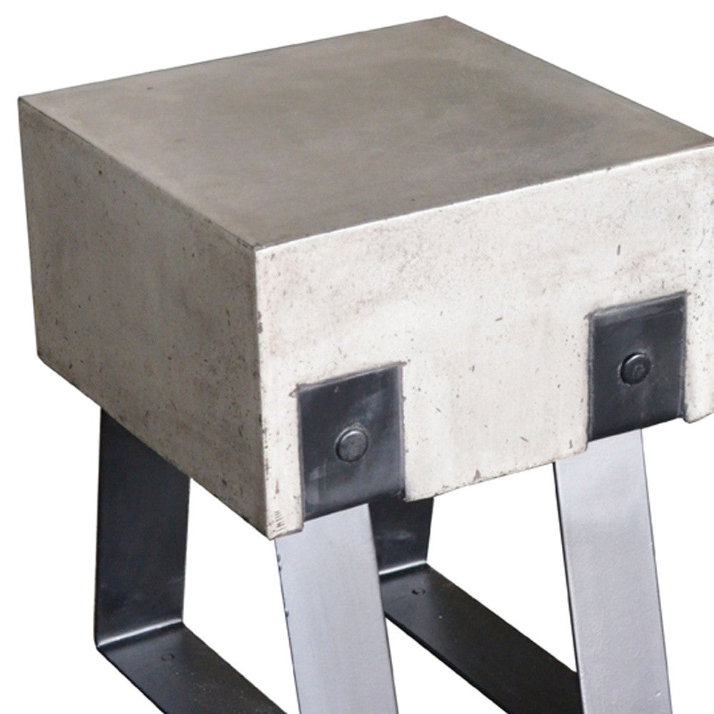 HomeRoots Modern Concrete And Black Stool