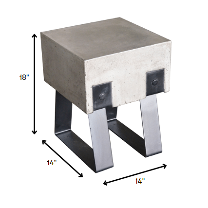 HomeRoots Modern Concrete And Black Stool