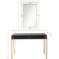 HomeRoots Modern Console Table and Mirror Set With Black and Gold Finish