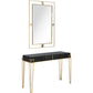 HomeRoots Modern Console Table and Mirror Set With Black and Gold Finish