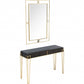 HomeRoots Modern Console Table and Mirror Set With Black and Gold Finish