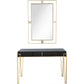 HomeRoots Modern Console Table and Mirror Set With Black and Gold Finish