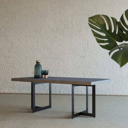 HomeRoots Modern Dark Gray Concrete and Black Steel Coffee Table
