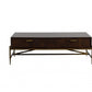 HomeRoots Modern Dark Mango Acacia and Brass Coffee Table