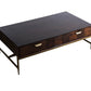 HomeRoots Modern Dark Mango Acacia and Brass Coffee Table