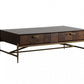HomeRoots Modern Dark Mango Acacia and Brass Coffee Table
