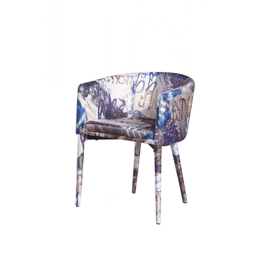 HomeRoots Modern Dining Or Accent Chair Wrapped In Pattern Fabric