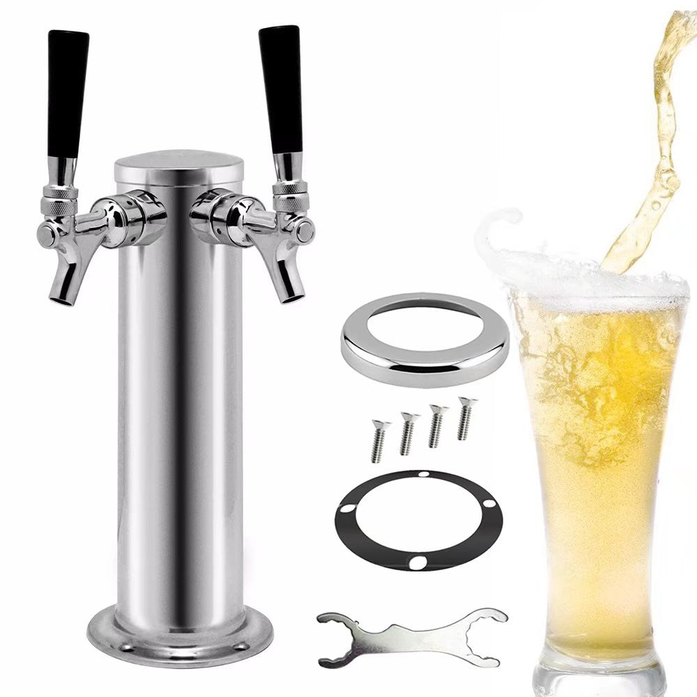 HomeRoots Modern Dual Faucet Stainless Steel Beer Dispenser