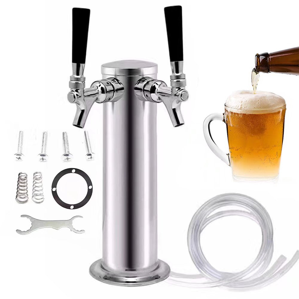 HomeRoots Modern Dual Faucet Stainless Steel Beer Dispenser