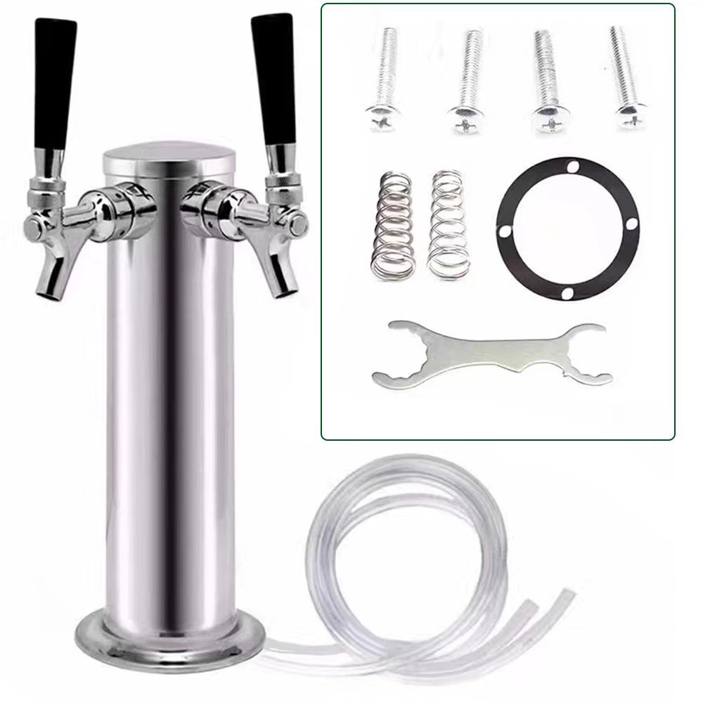 HomeRoots Modern Dual Faucet Stainless Steel Beer Dispenser
