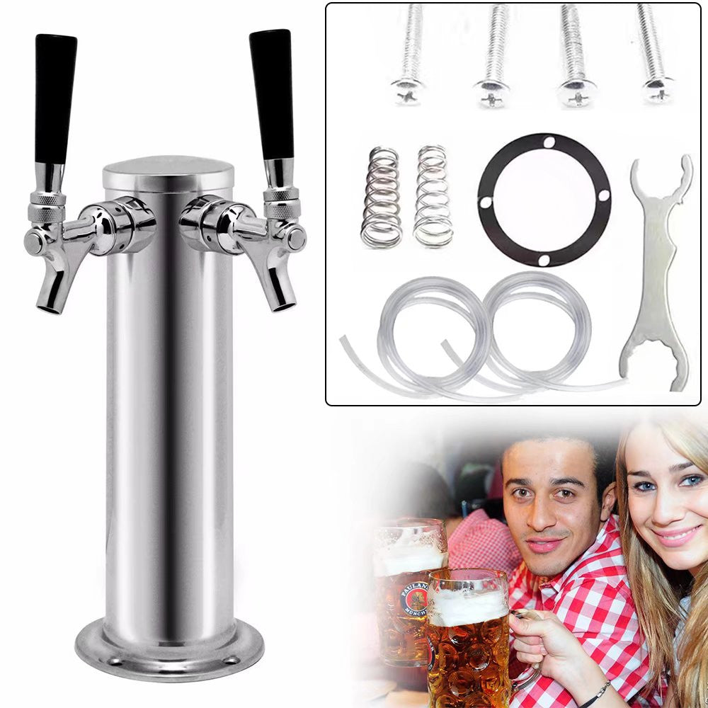 HomeRoots Modern Dual Faucet Stainless Steel Beer Dispenser
