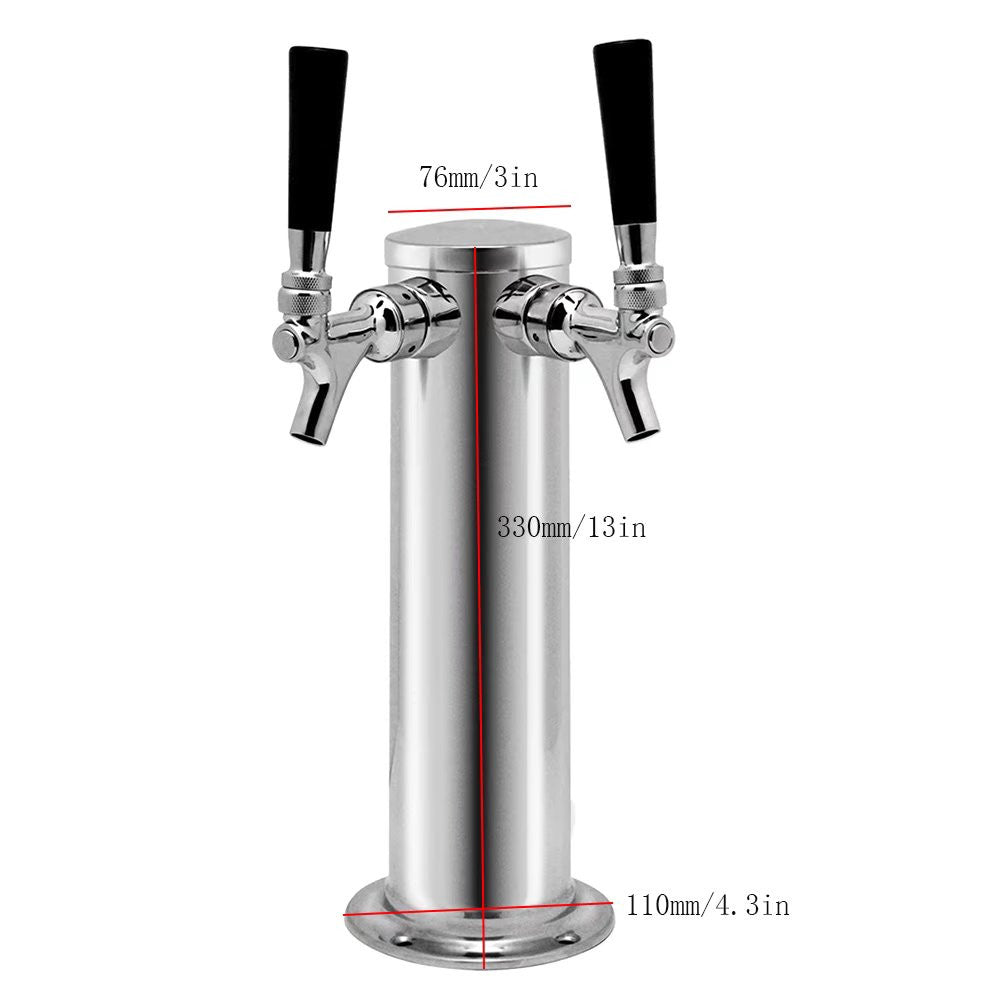 HomeRoots Modern Dual Faucet Stainless Steel Beer Dispenser