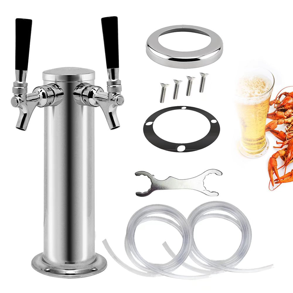 HomeRoots Modern Dual Faucet Stainless Steel Beer Dispenser