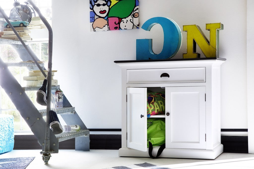 HomeRoots Modern Farmhouse Black And White Accent Cabinet