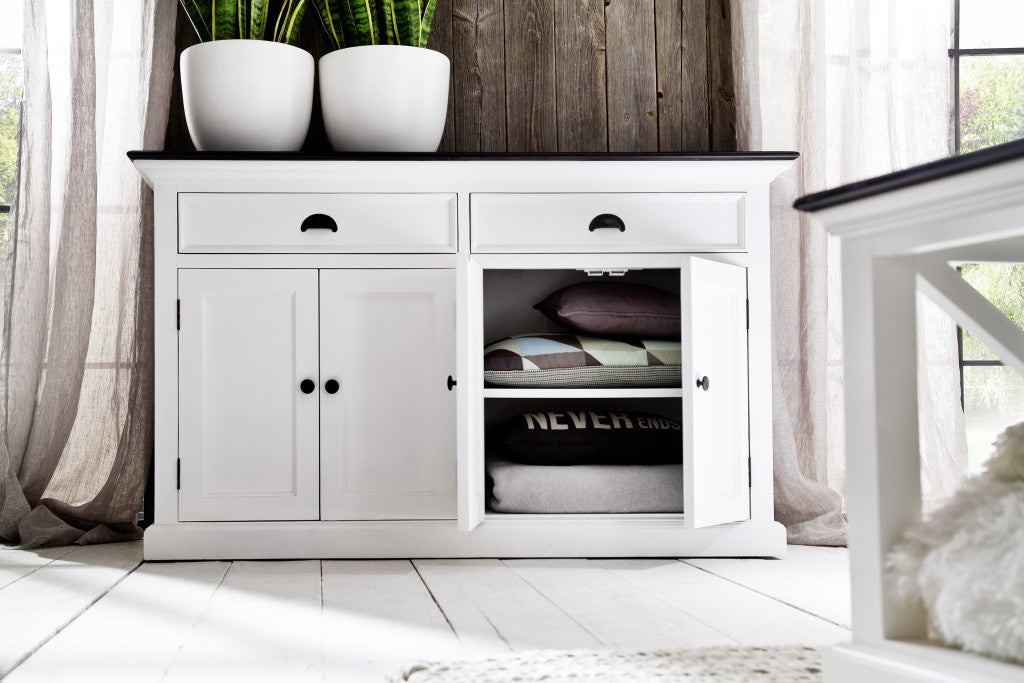 HomeRoots Modern Farmhouse Black And White Buffet Server
