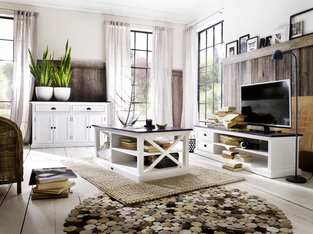 HomeRoots Modern Farmhouse Black And White Buffet Server