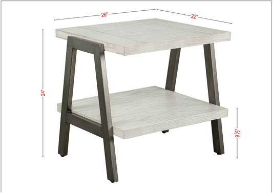 HomeRoots Modern Farmhouse Gray Wood And Iron Two Tier End Table