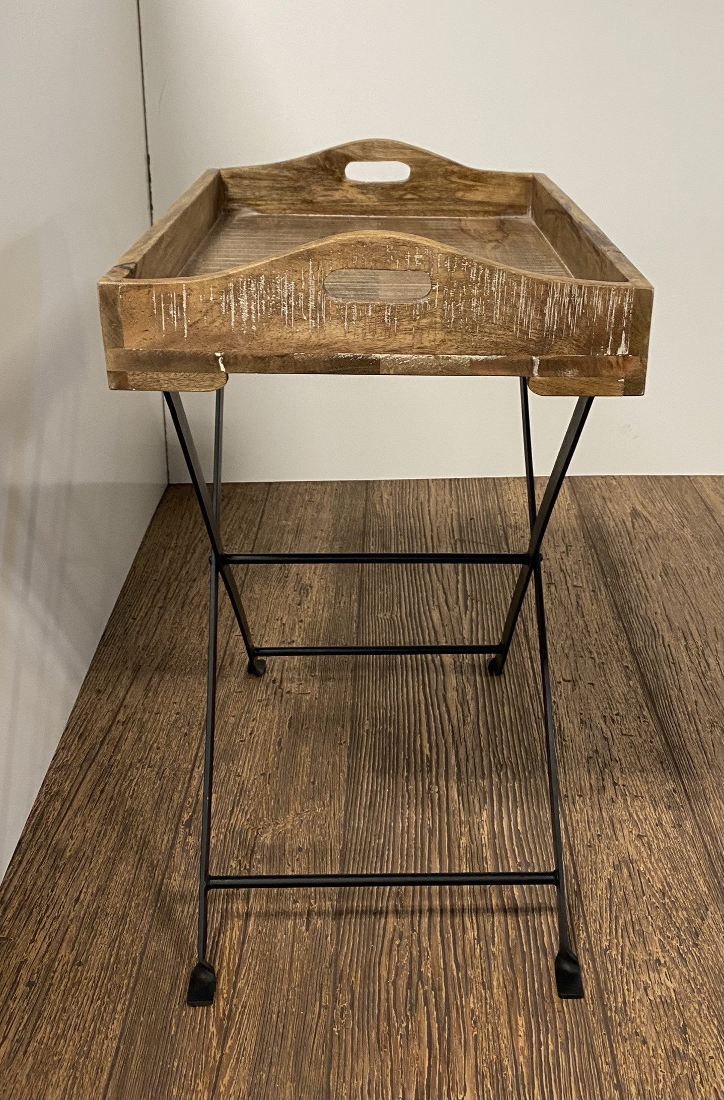 HomeRoots Modern Farmhouse Literal Tray Table With Antiqued Finish