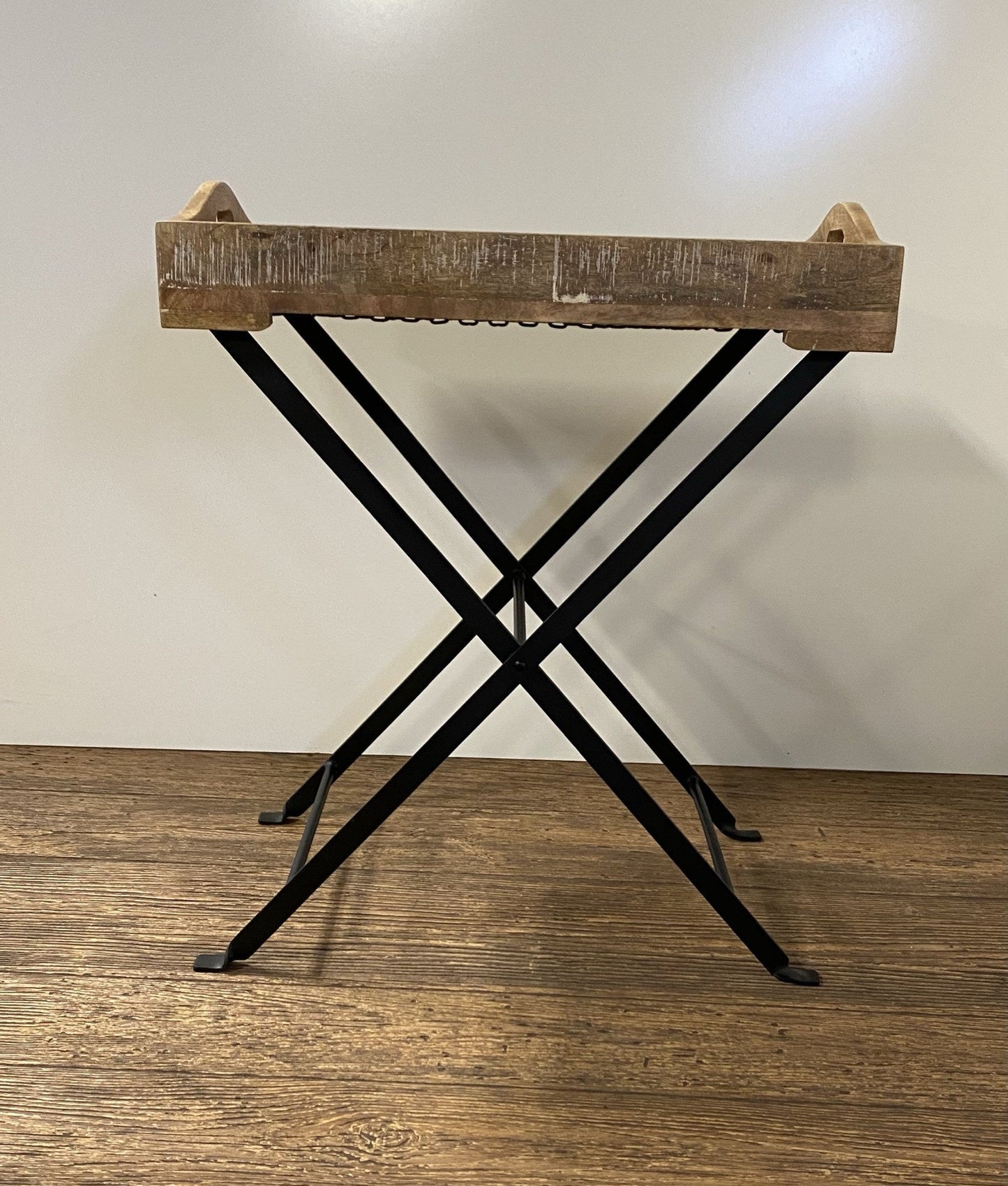 HomeRoots Modern Farmhouse Literal Tray Table With Antiqued Finish