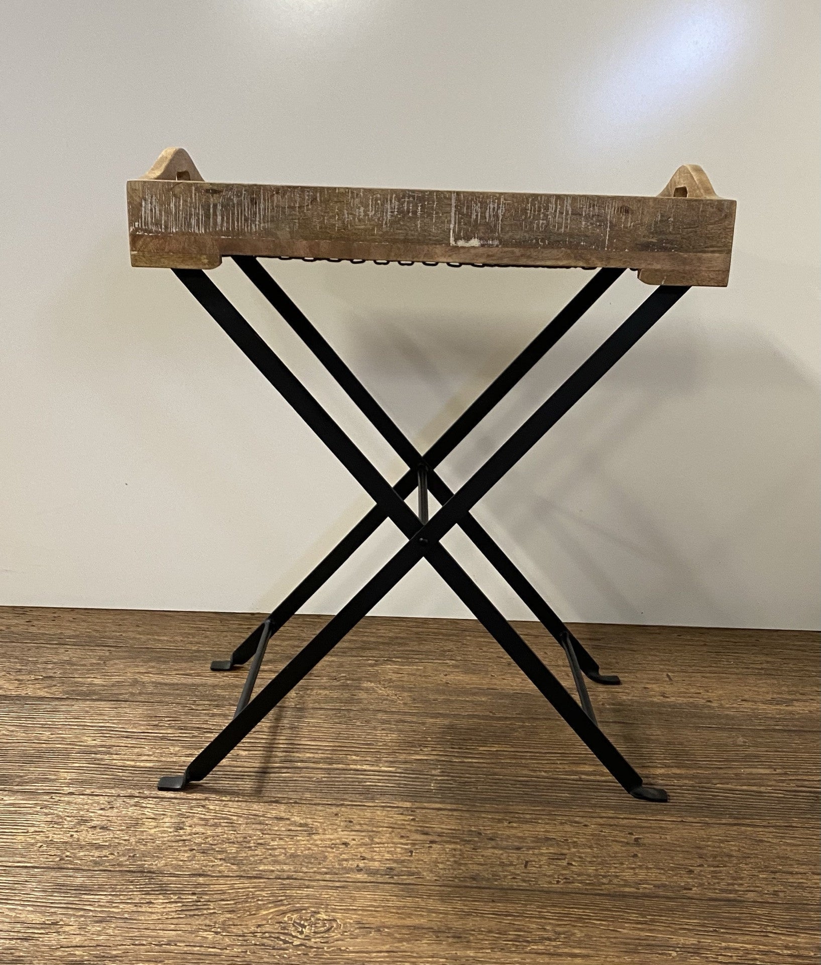 HomeRoots Modern Farmhouse Literal Tray Table With Antiqued Finish
