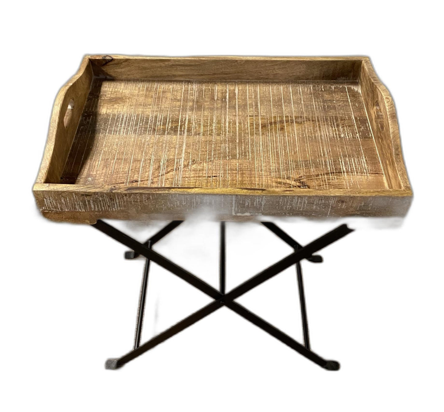 HomeRoots Modern Farmhouse Literal Tray Table With Antiqued Finish