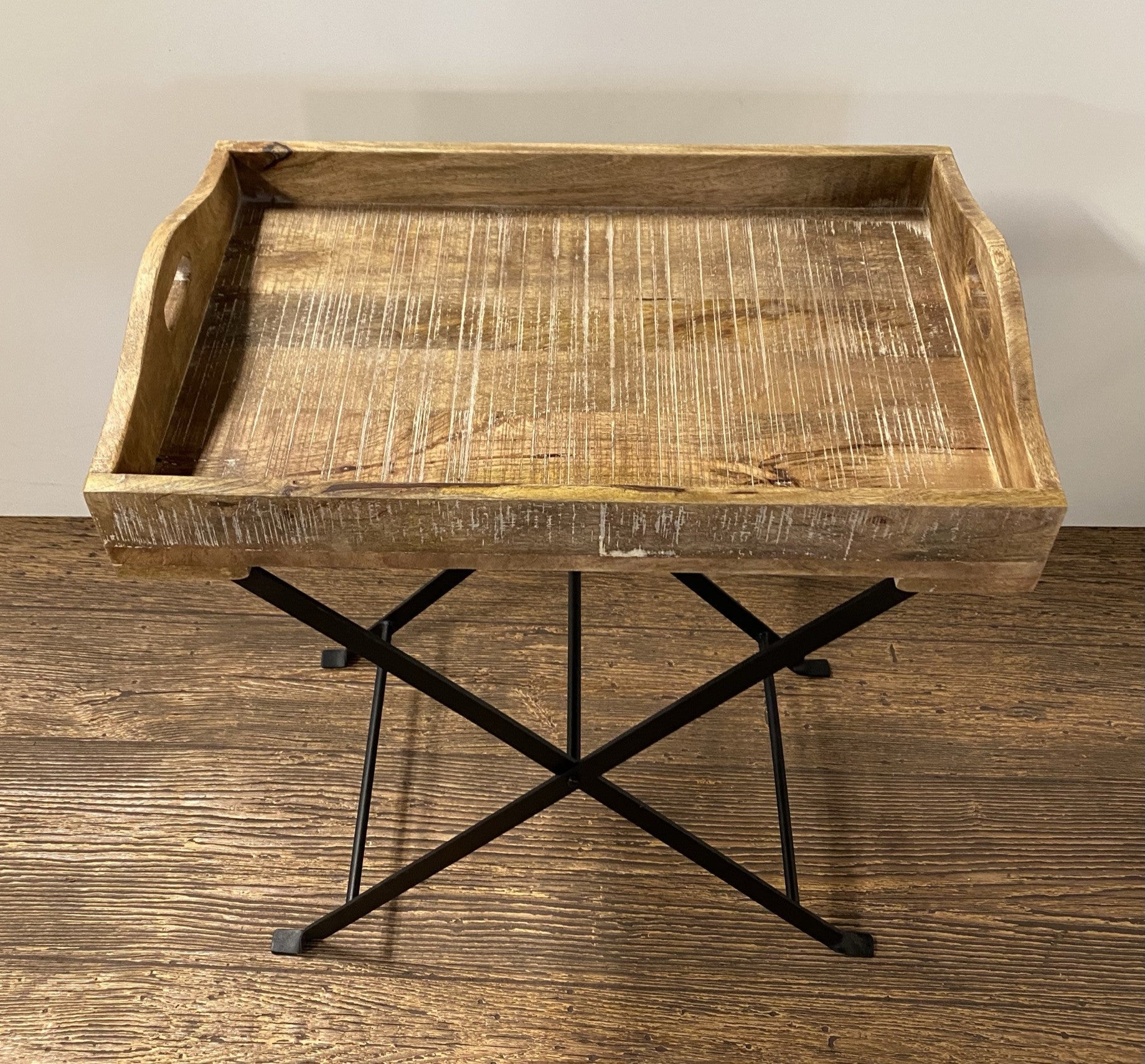 HomeRoots Modern Farmhouse Literal Tray Table With Antiqued Finish