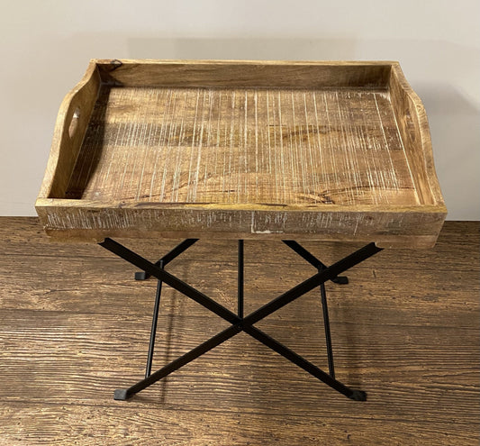 HomeRoots Modern Farmhouse Literal Tray Table With Antiqued Finish