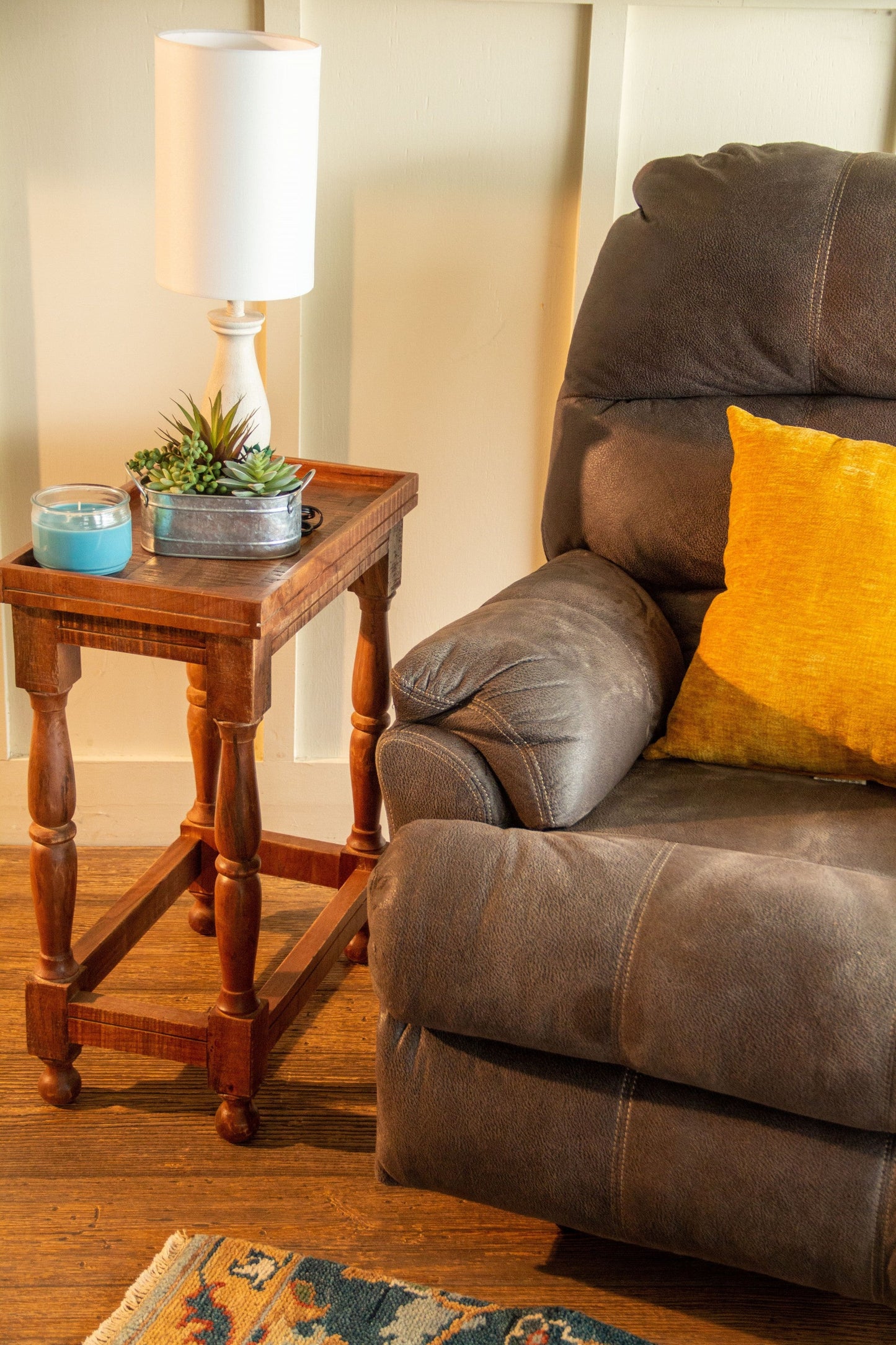 HomeRoots Modern Farmhouse Narrow Solid Wood End Table