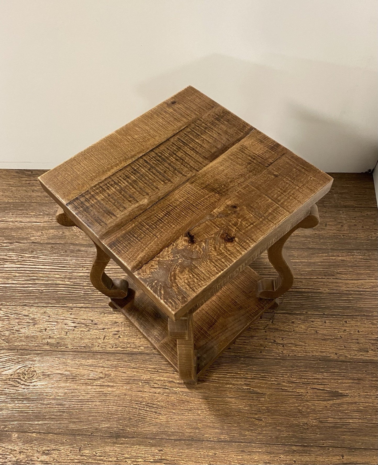 HomeRoots Modern Farmhouse Solid Wood Scroll End Table