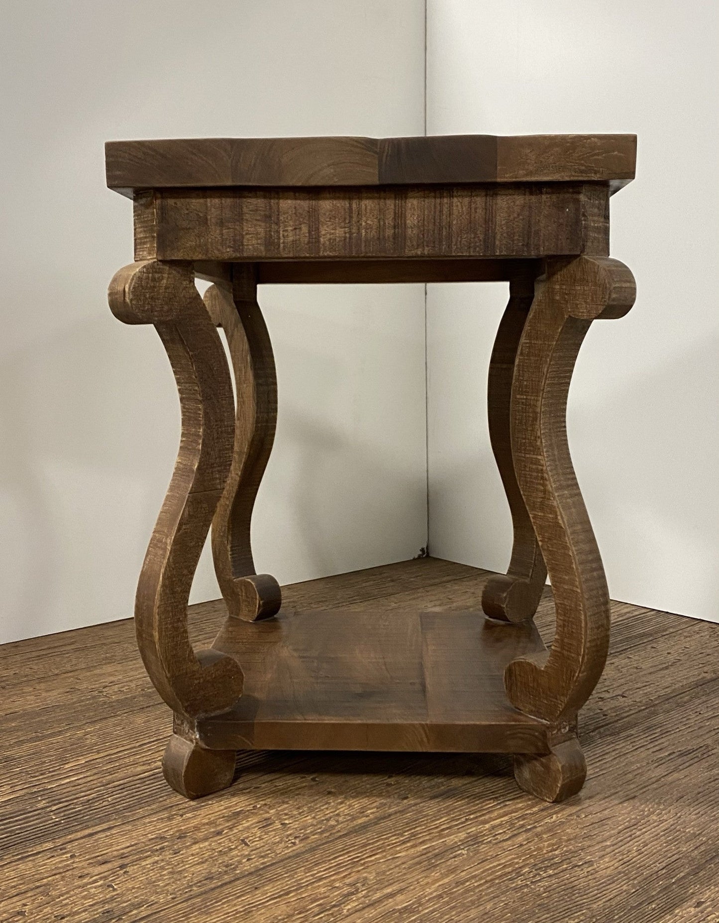 HomeRoots Modern Farmhouse Solid Wood Scroll End Table