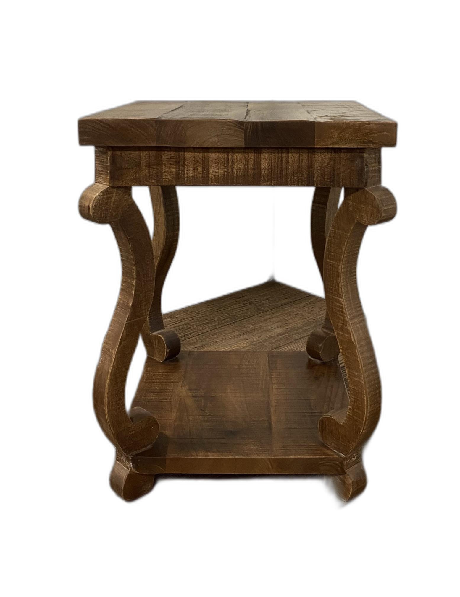 HomeRoots Modern Farmhouse Solid Wood Scroll End Table