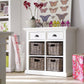 HomeRoots Modern Farmhouse White Medium Accent Cabinet With Baskets